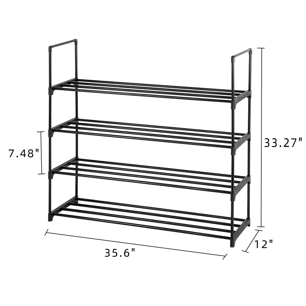 4 Tiers Shoe Rack Shoe Tower Shelf Storage Organizer For Bedroom, Entryway, Hallway, and Closet Black Color