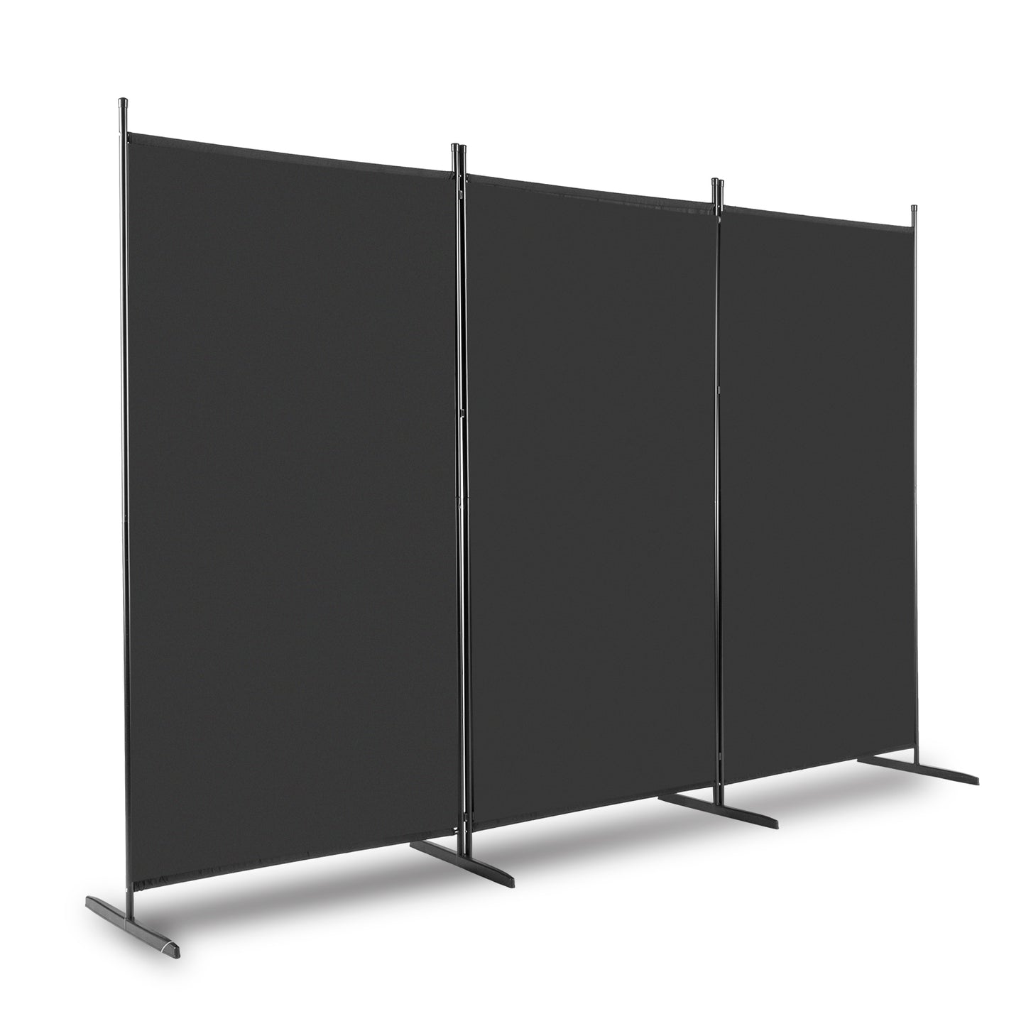 6FT Trifold Polyester Fabric Plastic Foot Carbon Steel Frame Foldable Screen Black