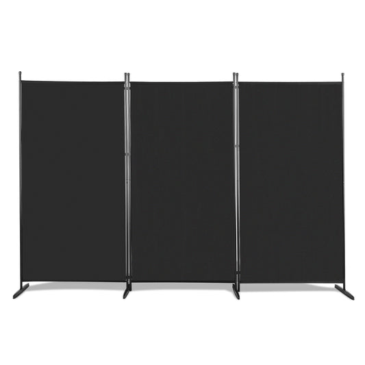 6FT Trifold Polyester Fabric Plastic Foot Carbon Steel Frame Foldable Screen Black