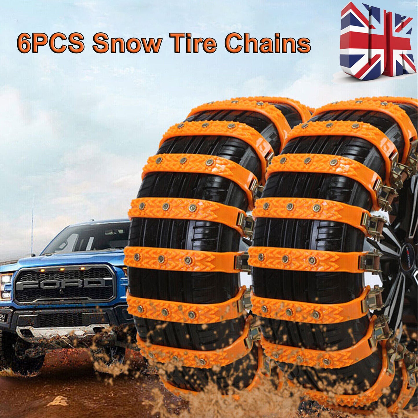 6pc Snow Tire Chain for Car Truck SUV Anti-Skid Winter Emergency Muddy Driving