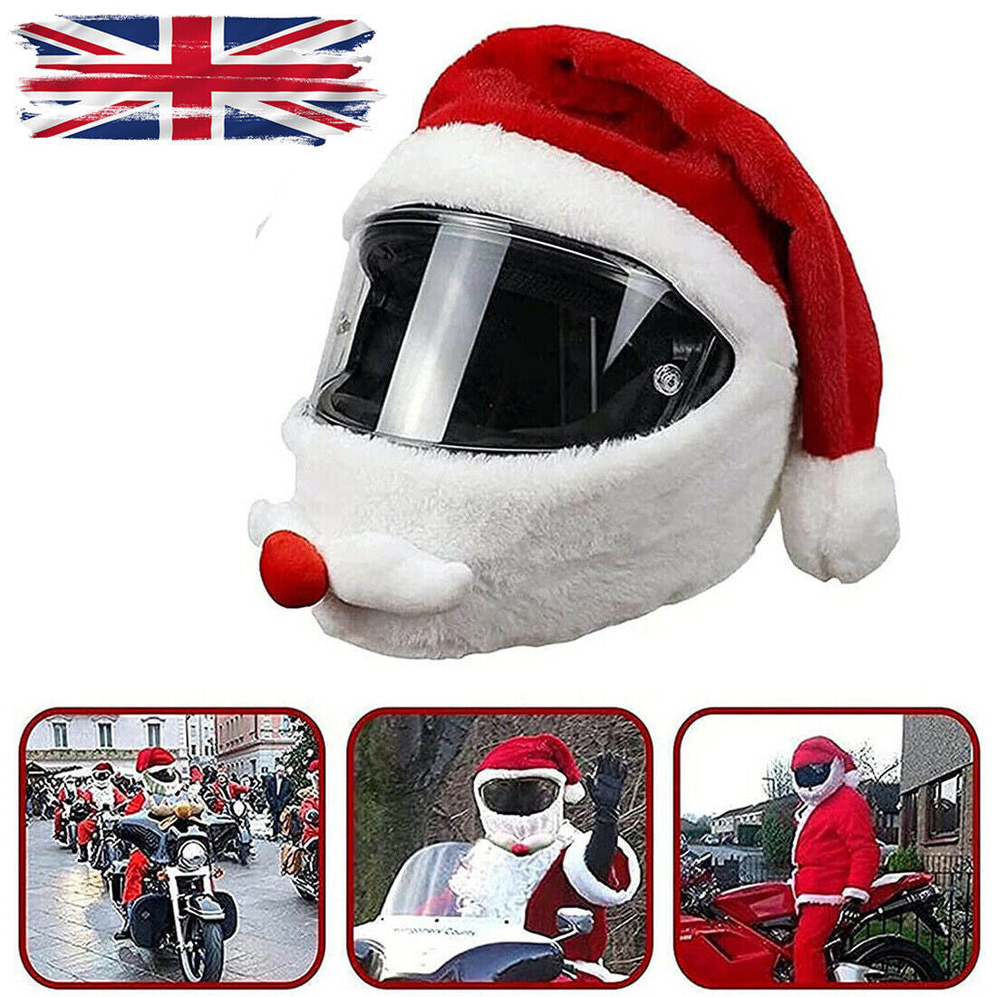 Christmas Motorcycle Helmet Cover Santa Claus DIY Motorbike Helmet Funny Decor